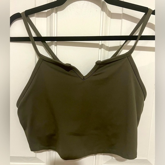 Free People Movement Olive Green Active Wear Crop Top in Size Medium - Picture 1 of 11